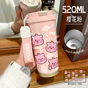 Cốc Nước Cách Nhiệt Bằng Thép Không Gỉ 316 Loopy 2025 Cốc Cà Phê Có Ống Hút Cốc Nước Hai Chiều Thiết Kế Đẹp Mắt Cốc Nước 520ml