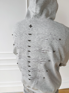 เสื้อฮู้ดมีฮู้ดปักลายสไตล์อเมริกันย้อนยุคสำหรับผู้ชาย เสื้อผ้าใส่ลำลองในฤดูใบไม้ร่วง แฟชั่นเทรนด์ใหม่ เสื้อผ้าสวมใส่สบาย