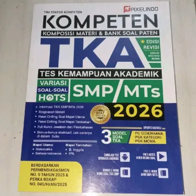 Buku Kompeten TKA SMP MTs 2026 | Bank Soal HOTS & Kisi Kisi Resmi Terbaru