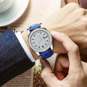 【START】Gypsophila Watch Fashion Mens Watch Diamond Dial Automatic Mechanical Watch Leather Watch Waterproof Date Week Function