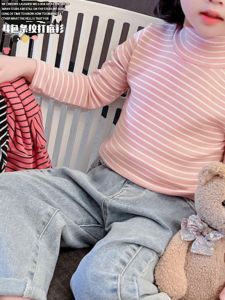 เสื้อยืดแขนยาวลายทางสไตล์ลําลองสําหรับเด็กผู้หญิง Yin Meng ยี่ห้อเสื้อฐานไฟเบอร์โพลีเอสเตอร์สําหรับฤดูใบไม้ร่วงฤดูใบไม้ผลิ