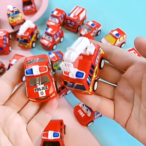 Pull Back Car Fire Truck Mini Toy Kids Simulation Engineering Model Gift Clockwork Friction