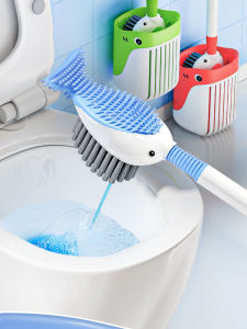 Liquid Toilet Brush Set Suction Cup Wall Mounted Bathroom Scale Free Dead Corner Base Home Toilet Cleaning Tool Flat Head Bendable Handle