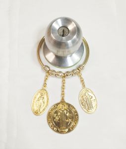 St. Benedict Door Chimes Gold Hanger Medals for Protection Against Evil with Free Gift Pouch for All Season Gifts