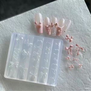 1Pc DIY Design Silicone Decorated Nail Art Templates Nails Mold Bow 3D Acrylic Mold Nail Art Decorations