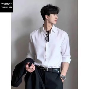 YOULIN | High-end Stylish Black Dress Shirt for Suit Inner Wear