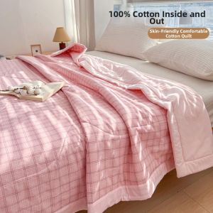 BEIPIN | Check Design Cotton Summer Blanket