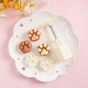 Cats Paw Mung Bean Ice Cream Snow Skin Mooncake Mold Dogs Paw Cherry Blossom Chinese Flower Pastry For Home Small Size Hand Pressure
