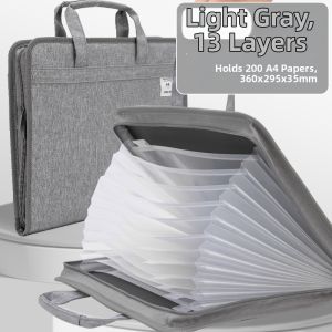 deli | Canvas A4 File Organizer Large Capacity Wind-Accordion Document Folder