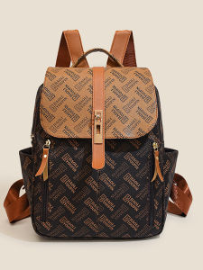 Retro Letter Print Soft Leather Ladies Backpack Casual Travel Bag Versatile Womens Shoulder Bag British Style Summer 2025