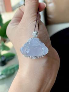 18K Icy Light Auroral Purple Jadeite Buddha 18K冰淡紫罗兰翡翠佛公