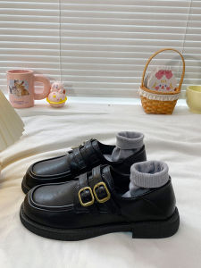 Giày Lười Đế Bằng Phong Cách Anh Cho Nữ Mùa Xuân Thu Phong Cách Nhật Bản JK Đa Năng Đi Cùng Váy Đế Bằng Cổ Điển