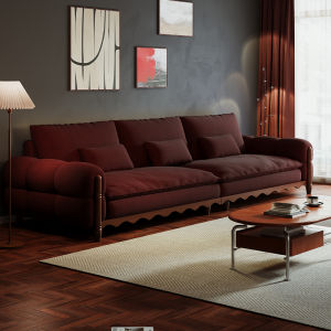 RUFEI | Retro Flakes Velvet Sofa Wooden Wave