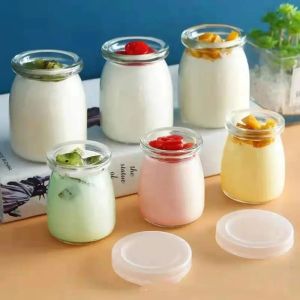 100/150/200ml Pudding Jar Jelly Glass Yogurt Dessert Jar Oat Glass Bottle Mousse Glass with Cover container