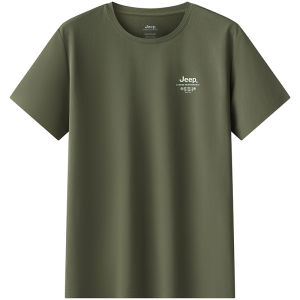 Jeep | Jeep Outdoor Mens Short Sleeve Round Neck T-Shirt Quick Dry Official Authentic Summer Sportswear Military Green Casual Shirt