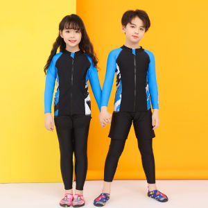LYSEACIA UPF 50+ Kids Swimwear Girl Boy Full Body Swimsuits Long Sleeve Zipper Swimming Suits Surfing Rashguards Summer Teens Bathing Suit Rash Guards Beachwear M-3XL
