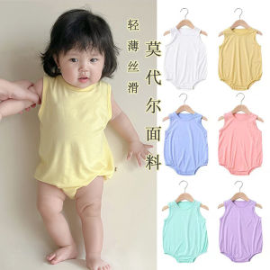 Baby Summer Baby Ice Silk Modal Onesie Thin Jumpsuit Sleeveless Romper Vest Pajamas Suit