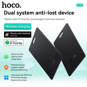【For iOS & Android 】HOCO E102 Dual Card Type Anti-lost Locator Device Smart Positioning Anti Loss Card Style GPS Global Remote Precise Positioning Tracker Lost Reminder Supports Wireless Charging