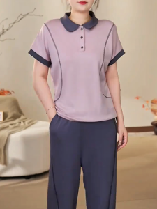 QINGNAER | Chic Patchwork Design Plus Size Fitting Slimming T-Shirt