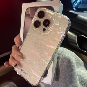 Desert Gold Gradient Shell Pattern Phone Case for Apple 17 pro Max Full Cover Laser Engraving Anti Fall Shockproof Womens Ins Style