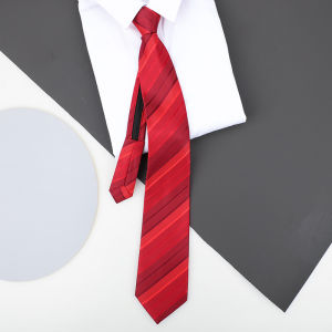 Easy Wear Zipper Tie Wedding Men Women Business Formal Plaid Stripe Pattern Fashionable Necktie Korean Style Slim Fit Groomsmen