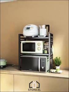 Kitchen Organizer Microwave Rack Expandable Carbon Steel Storage Rack Adjustable Length And Height Oven Rack