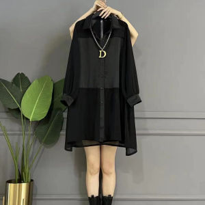 plus Size Womens Casual Fashionable Summer New Arrival Shirt Loose Meat Concealing Slimming Age Reducing Dress Skirt