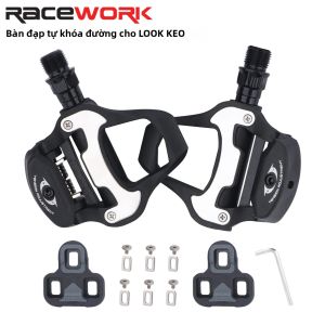 Bàn Đạp Xe Đạp Đường Trường RACEWORK Bàn Đạp Không Kẹp Xe Đạp Tự Khóa Có Tấm Khóa Cleats Tương Thích Với Hệ Thống LOOK KEO