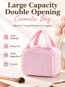 Double Door Cosmetic Bag Super Large Capacity Portable Portable Storage Bag Travel Cosmetics Toiletries Organizer Bag Mu
