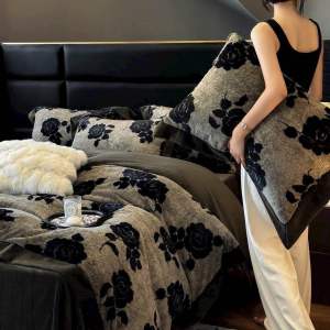 Bộ Chăn Ga Gối Nỉ Lông Thỏ In Hoa 3D Chất Nỉ Siêu Mềm Mượt Không Rụng Lông Hàng Nhập Khẩu Loại1