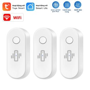 Cảm Biến Rung WiFi Tuya Trắng/Đen Ứng Dụng Cuộc Sống Thông Minh Báo Động Độ Nhạy Thời Gian Thực Có Thể Điều Chỉnh Máy Dò An Ninh Trong Nhà Có Thông Báo Lịch Sử