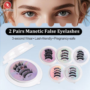 SUNYWILL 8pcs/Box Magnetic Eyelashes With Clip 2 Pairs Reusable Natural False Eyelashes No Glue Safety 3D False Eyelash For Makeup