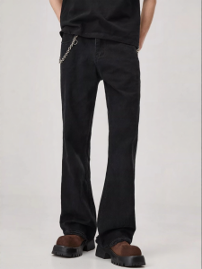 ALLIN | Slim Fit Black Flared Frayed Hem Ripped Narrow Straight Leg Jeans