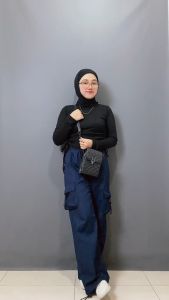 Kiya Cargo Pants Wanita Highwaist Loose Korean Style Jumbo - Celana Kargo Wanita Terbaru