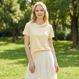 See-through Design Glitter Letter Solid Tee