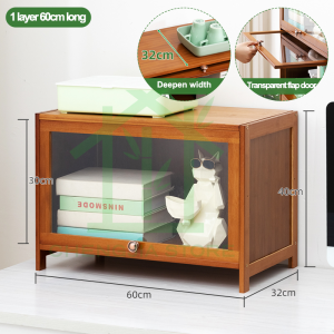 Bamboo Glass Cabinet For Display Acrylic Door 1/2/3/4/5 Layers Natural Bamboo 100KG Load-Bearing Wooden Cabinet Shelf Organizer书柜