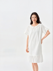Purcotton | Breathable V-Neck Cotton Loungewear Dress