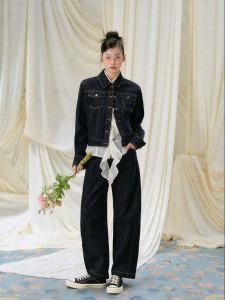 La lune Du ciel | Áo Khoác Jeans Phong Cách Retro Thoáng Mát Elegance