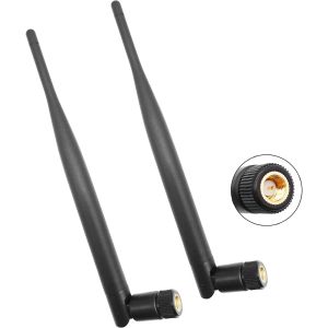 2PCS High Gain 6dBi 2.4G 5.8G Omnidirectional Rubber Rod Antenna Collapsible WiFi Bluetooth Aerial SMA Male for Wireless Router
