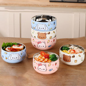 316 bát inox cao cấp hoạt hình cho gia đình trẻ em bát dễ thương hai lớp cách nhiệt chống vảy bát canh tô mì