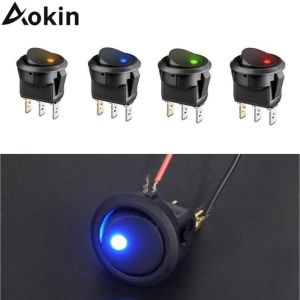 4PCS 12V 20A Round Switch Toggle LED Rocker Switch On-Off Control SPST 3Pins for 12V Car Truck Boat Marine Off-Road Vehicle
