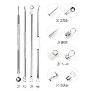 Precision Blackhead Remover Tool Kit Ultra Fine Tweezers & Acne Needle Set Professional Pimple Comedone Extractor Tools