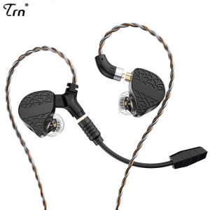 TRN Mars Earphone 1DD + 1BA + 1Vibration Driver Wired DJ Monitors Headset Replaceable Audioplug Design Professional Gaming Headphone With Removable Game Microphone 10mm Full-range Dynamic Unit Earbuds For Smartphone PS4/5 Notebook Computers