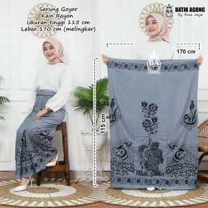 Sarung Batik Rayon / Goyor Motif Mbak Santri Hijaiyah | Seragam Soft | Sarung Santri | Remaja