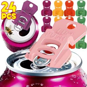 ที่เปิดขวดแบบพกพากระป๋องเครื่องดื่มหลากสี24ชิ้นอุปกรณ์เปิดเครื่องดื่มที่ปิดสนิทนำกลับมาใช้ใหม่ได้ที่เปิดเบียร์ถอดฝากระป๋องออกปาร์ตี้แคมป์ปิ้งเครื่องมือทำ BBQ