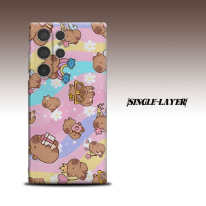 BILIBILI | Rainbow Capybara For Samsung Galaxy S26 S25 S24 A56 A36 Dual Layer Luxury Fashion Full Lens Protective Case