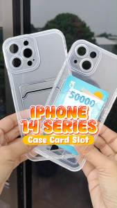Softcase For IP 14 14+ Pro Max Plus Case Card Holder Slot Kartu Casing Kesing Silikon Bening Dompet