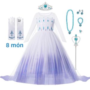 MUABABY | Đầm Công Chúa Elsa Cho Bé Gái Lưới Trắng Đầm Bầu Dài Đến Mắt Cá Chân Chữ A Trẻ Em Sinh Nhật Carnival Trang Phục Hóa Trang 2-10Y