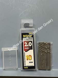 1 pak (10 Pcs) Mata Bor Besi HSS MOLLAR 2 mm