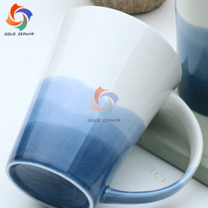 ins blue gradient mug creative horn round mouth personalized gift ceramic mug office mug 210